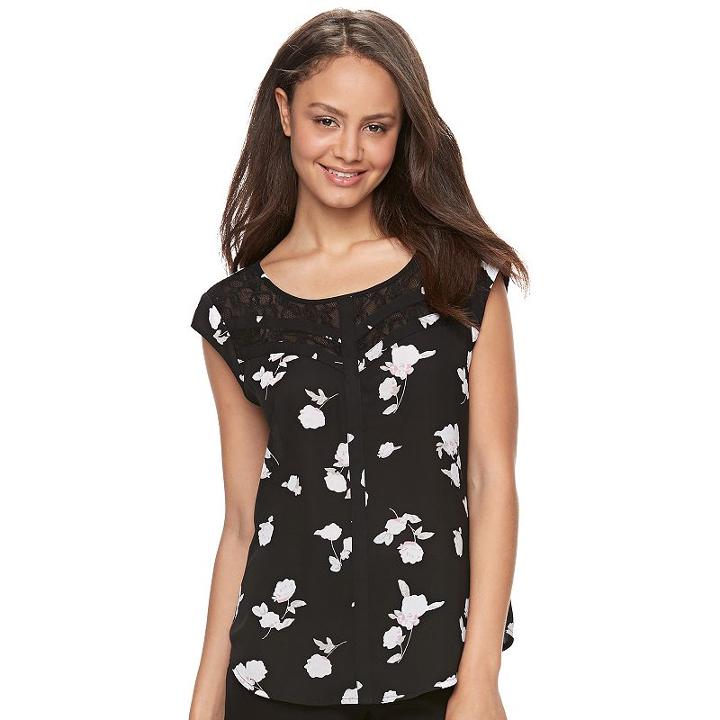 Juniors' Candie's&reg; Floral Top, Teens, Size: Xl, Black