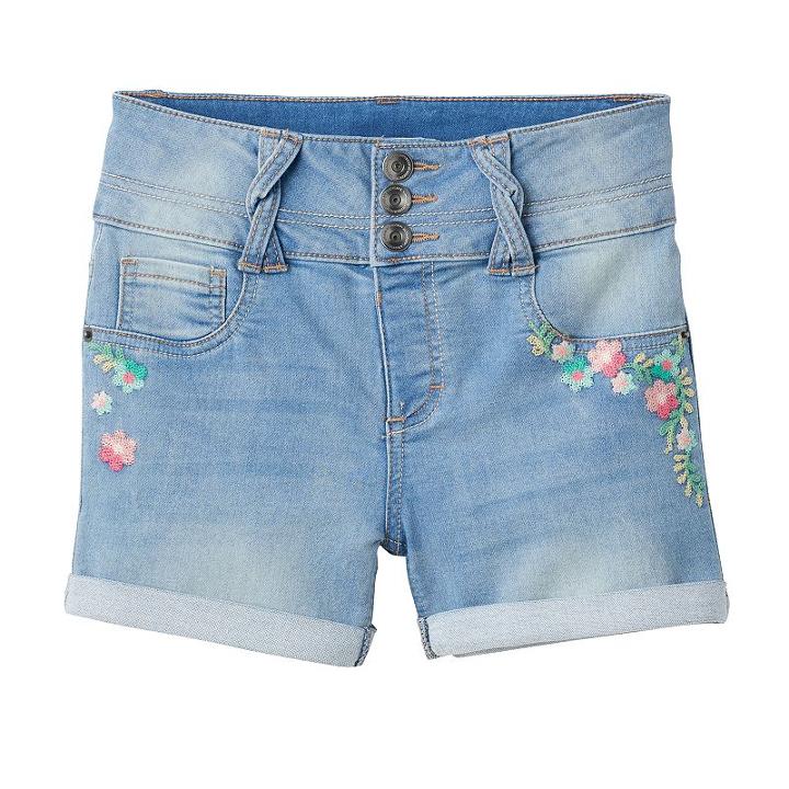 Girls 7-16 & Plus Size So&reg; Light Wash Braided Belt Loop Jean Shorts, Girl's, Size: 12, Med Blue