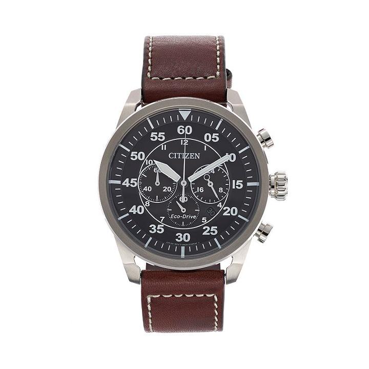 Citizen Eco-drive Men's Avion Leather Chronograph Watch - Ca4210-24e, Size: Large, Brown