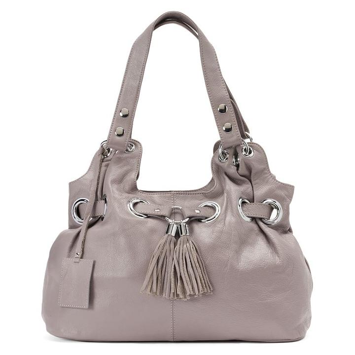 Donna Bella Zara Leather Tassel Satchel, Women's, Grey