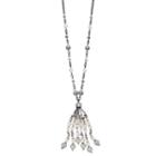 Gray Simulated Pearl Tassel Necklace, Women's, Grey