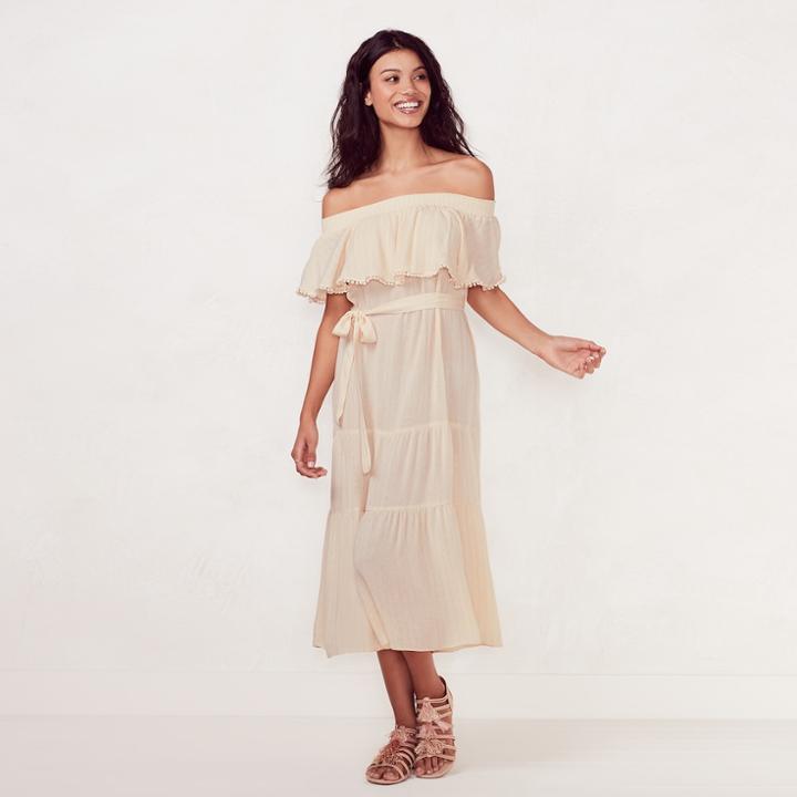 Women's Lc Lauren Conrad Beach Shop Off-the-shoulder Midi Dress, Size: Xxl, White Oth