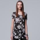 Women's Simply Vera Vera Wang Essential Print Scoopneck Tee, Size: Medium, Grey