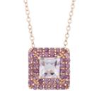 Rose De France And Amethyst 14k Rose Gold Over Silver Square Halo Pendant Necklace, Women's, Size: 18, Purple