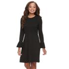 Petite Suite 7 Bell Sleeve Fit & Flare Dress, Women's, Size: 8 Petite, Black