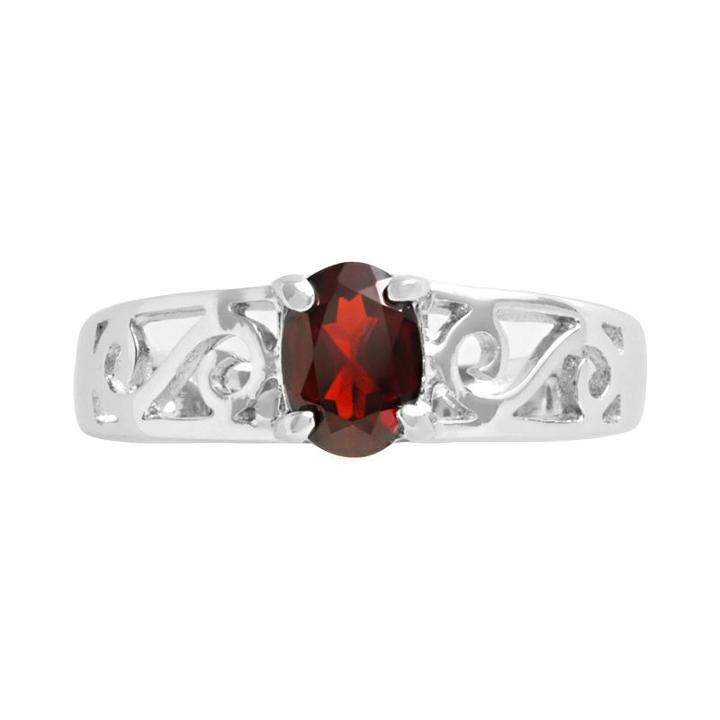 Sterling Silver Garnet Filigree Ring, Women's, Size: 6, Red
