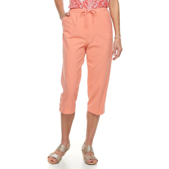 Women's Cathy Daniels Button-hem Pull-on Capris, Size: Small, Drk Orange
