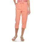 Women's Cathy Daniels Button-hem Pull-on Capris, Size: Small, Drk Orange
