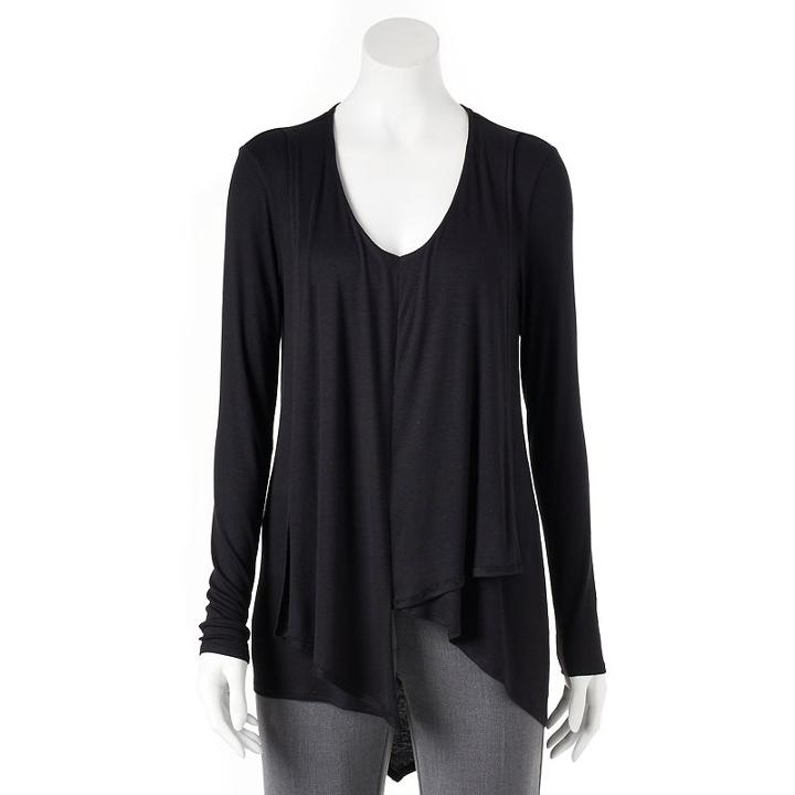 Women's Jennifer Lopez Draped Asymmetrical Top, Size: Small, Black