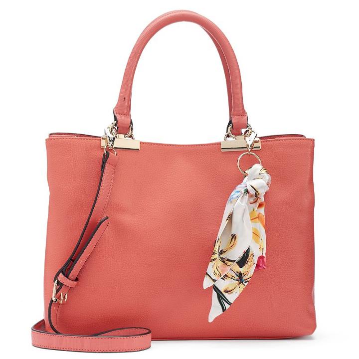 Apt. 9&reg; Jade Soft Satchel With Botanical Skinny Scarf, Women's, Dark Red