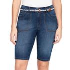 Women's Gloria Vanderbilt Jamie Belted Bermuda Jean Shorts, Size: 12, Med Blue