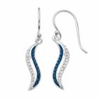 Silver Luxuries Crystal Wavy Drop Earrings, Women's, Blue