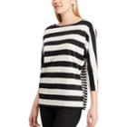 Women's Chaps Striped Dolman Top, Size: Large, Black