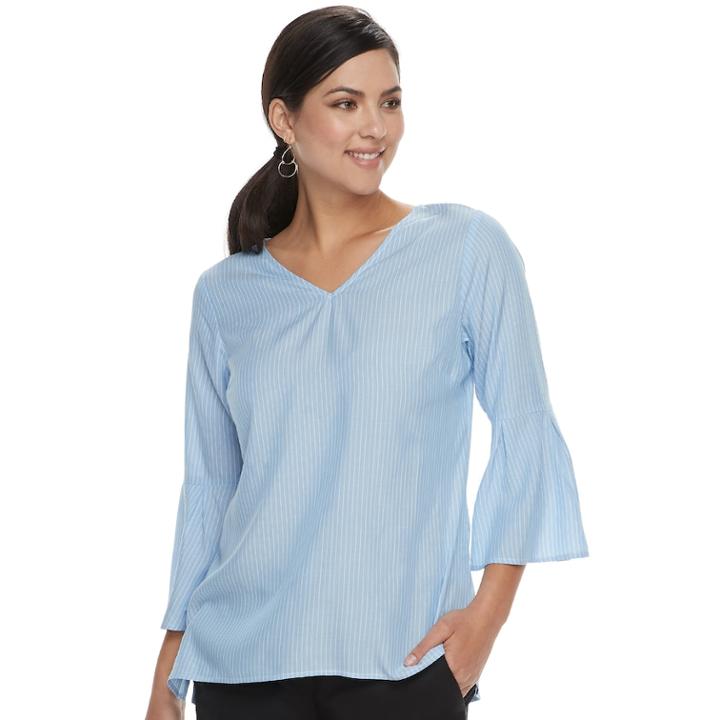 Women's Apt. 9&reg; Bell Sleeve Top, Size: Medium, Med Blue