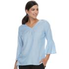 Women's Apt. 9&reg; Bell Sleeve Top, Size: Medium, Med Blue