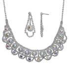Crystal Allure Bib Necklace And Drop Earring Set, Women's, Size: 15, White