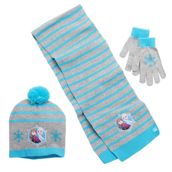 Disney's Frozen Anna & Elsa Girls 4-16 Pom-pom Hat, Scarf & Gloves Set, Girl's, Grey