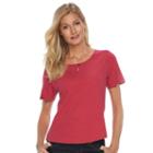 Women's Woolrich Bell Canyon Keyhole Tee, Size: Medium, Lt Purple