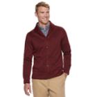 Men's Sonoma Goods For Life&trade; Supersoft Modern-fit Sweater Fleece Shawl-collar Cardigan, Size: Xxl, Dark Red