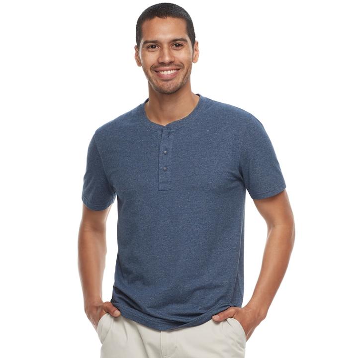 Men's Sonoma Goods For Life&trade; Short-sleeve Supersoft Henley, Size: Large, Blue