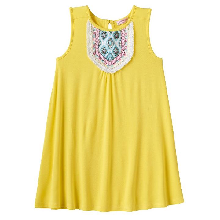 Girls 4-6x Design 365 Beaded Bib Shift Dress, Girl's, Size: 6, Gold