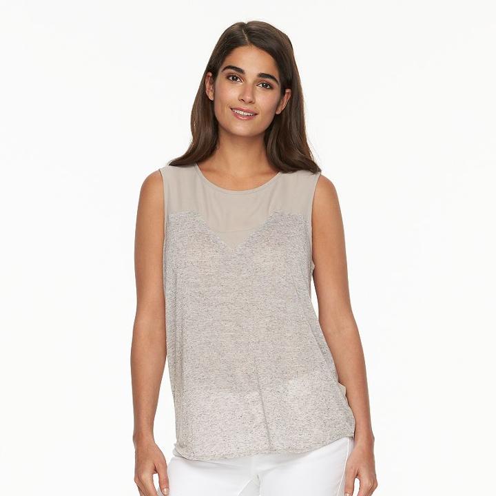 Women's Harve Benard Mixed-media Tank, Size: Large, Med Beige
