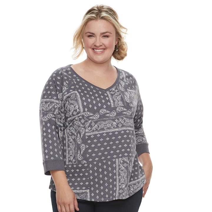 Plus Size Sonoma Goods For Life&trade; V-neck Sweatshirt, Women's, Size: 3xl, Light Grey