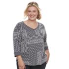Plus Size Sonoma Goods For Life&trade; V-neck Sweatshirt, Women's, Size: 3xl, Light Grey