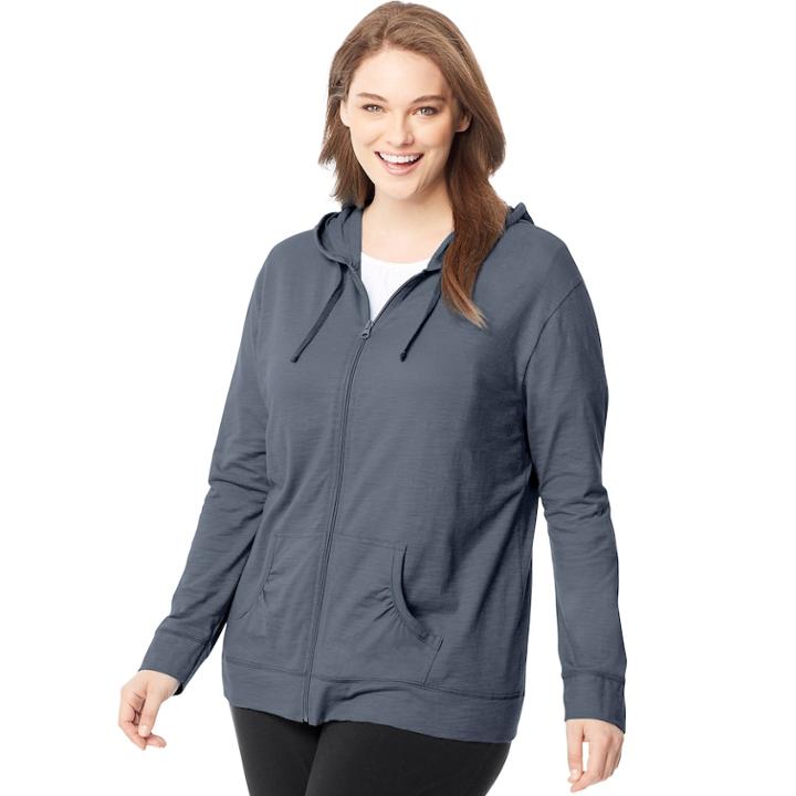 Plus Size Just My Size Slubbed Hoodie, Women's, Size: 3xl, Light Grey