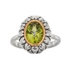 Adora Two Tone Sterling Silver Simulated Peridot Oval Ring, Women's, Size: 6, Green