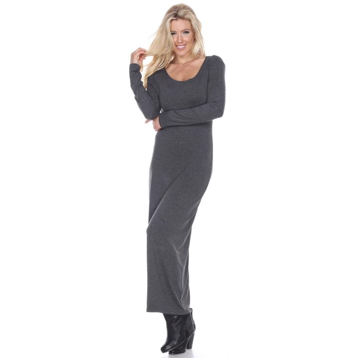 Women's White Mark Solid Maxi Dress, Size: Medium, Grey (charcoal)