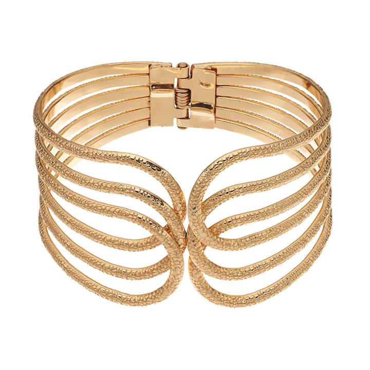 Plus Size Textured Openwork Bangle Bracelet, Women's, Gold
