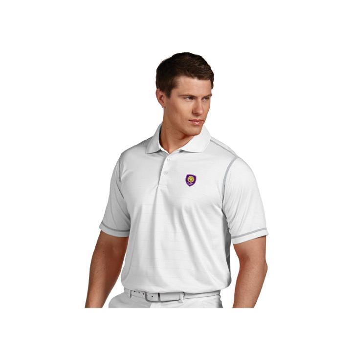 Men's Antigua Orlando City Sc Icon Desert-dry Tonal-striped Performance Polo, Size: Large, Natural