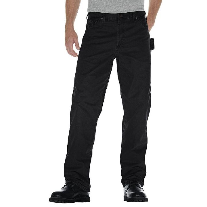 Men's Dickies Sanded Duck Carpenter Jeans, Size: 32x34, Black