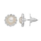 Lc Lauren Conrad Silver Tone Simulated Pearl Cabochon Halo Stud Earrings, Women's, White Oth