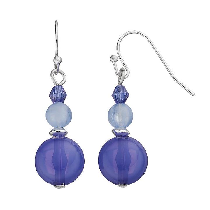 Chaps Beaded Drop Earrings, Women's, Navy