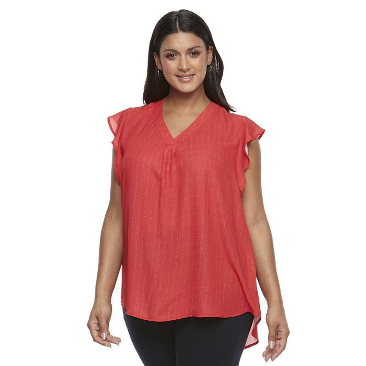 Plus Size Apt. 9&reg; Ruffle Georgette Top, Women's, Size: 1xl, Med Red