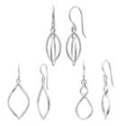 Pure 925 Sterling Silver Hoop, Marquise & Infinity Drop Earring Set, Women's