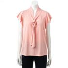 Women's Elle&trade; Ruffle Sleeve Front-tie Top, Size: Large, Lt Orange
