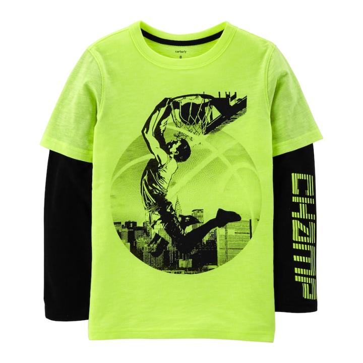 Boys 4-12 Carter's Basketball Champ Mock Layer Graphic Tee, Size: 8, Yellow