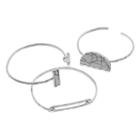 Mudd&reg; Geometric Simulated Howlite Bracelet Set, Women's, Silver
