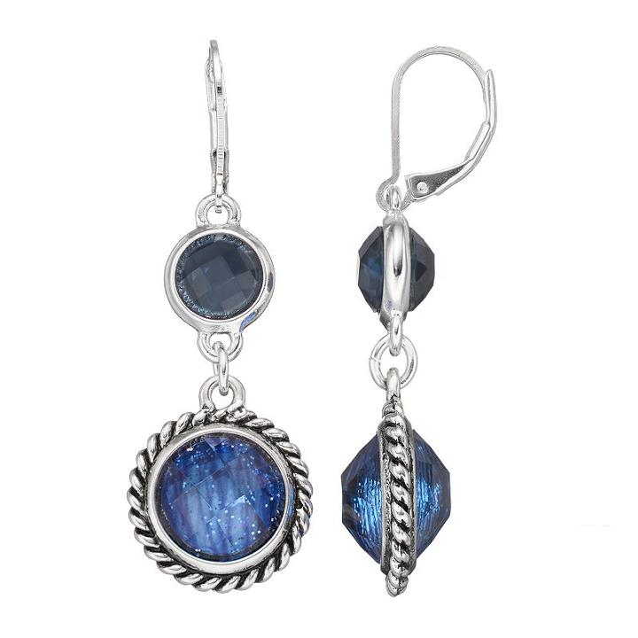Dana Buchman Blue Double Circle Drop Earrings, Women's