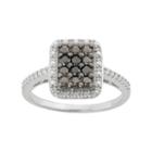 Sterling Silver 1/6 Carat T.w. Black Diamond Halo Ring, Women's