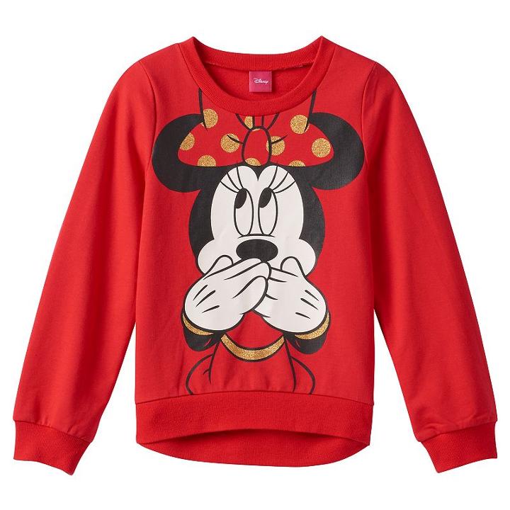 Disney's Minnie Mouse Girls 7-16 Signature Laugh French Terry Top, Girl's, Size: Medium, Med Red