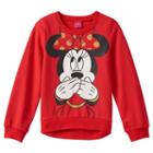 Disney's Minnie Mouse Girls 7-16 Signature Laugh French Terry Top, Girl's, Size: Medium, Med Red