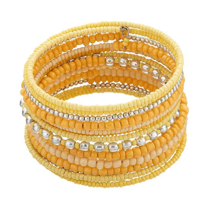 Yellow Seed Bead Coil Bracelet, Women's, Med Yellow