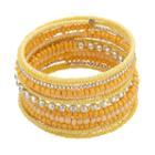 Yellow Seed Bead Coil Bracelet, Women's, Med Yellow