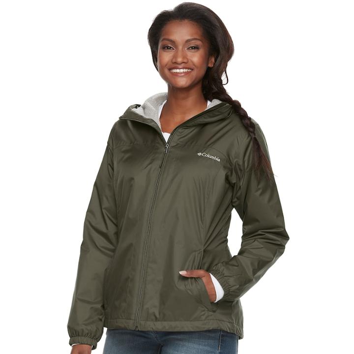 Women's Columbia Rain To Fame Hooded Rain Jacket, Size: Small, Green