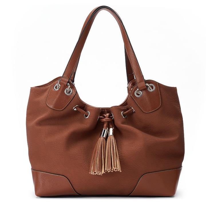 Chaps Sienna Drawstring Hobo, Women's, Dark Brown