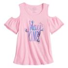 Girls 7-16 & Plus Size So&reg; Cold Shoulder Pom-pom Trim Graphic Tee, Size: 20 1/2, Light Pink